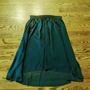 Ann Taylor Navy Midi Poly Skirt Small